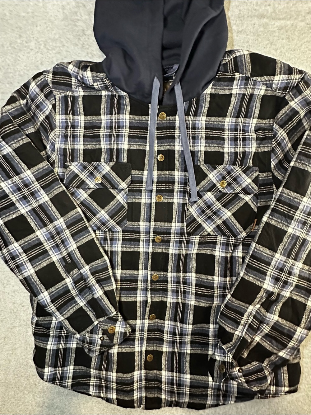 Men's Black Plaid Hooded Flannel Jacket - Casual Layering